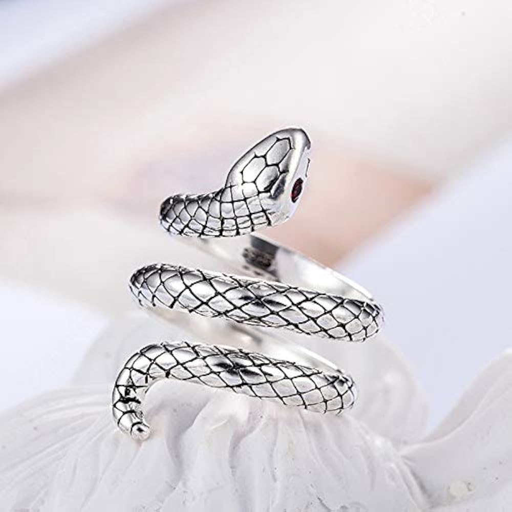 運気上昇！シトリン 蛇の指輪/フリーサイズ 男女兼用OK】運気上昇！ルビー 蛇の指輪/フリーサイズ 裏模様